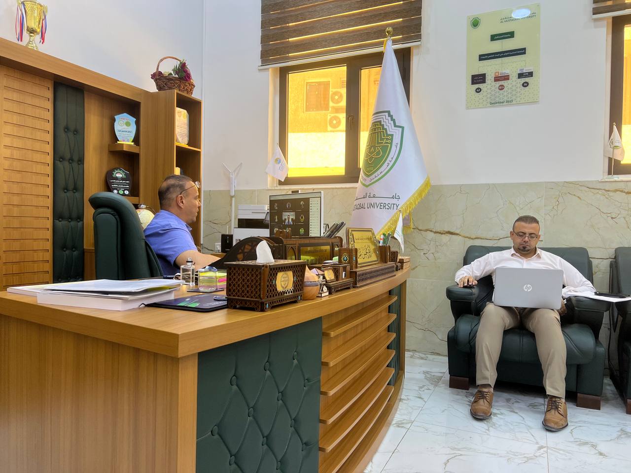 اجتماع الكتروني بين كلية الهندسة بجامعة المستقبل وجامعة الخوارزمي في طهران ..