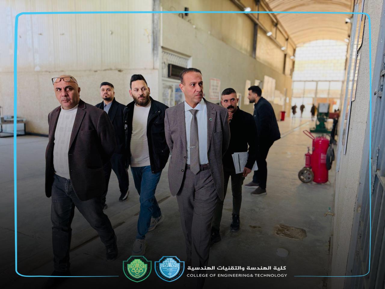 جولة ميدانية لعميد كلية الهندسة والتقنيات الهندسية للاطلاع على سير العملية التعليمية واستعدادات الفصل الدراسي الثاني