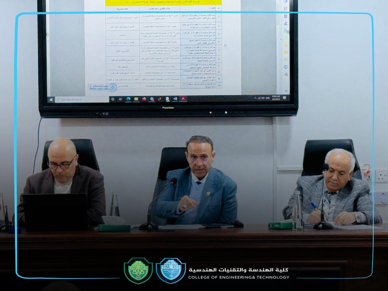 مجلس كلية الهندسة والتقنيات الهندسية يعقد جلسته السادسة للعام الدراسي 2024-2025 ..