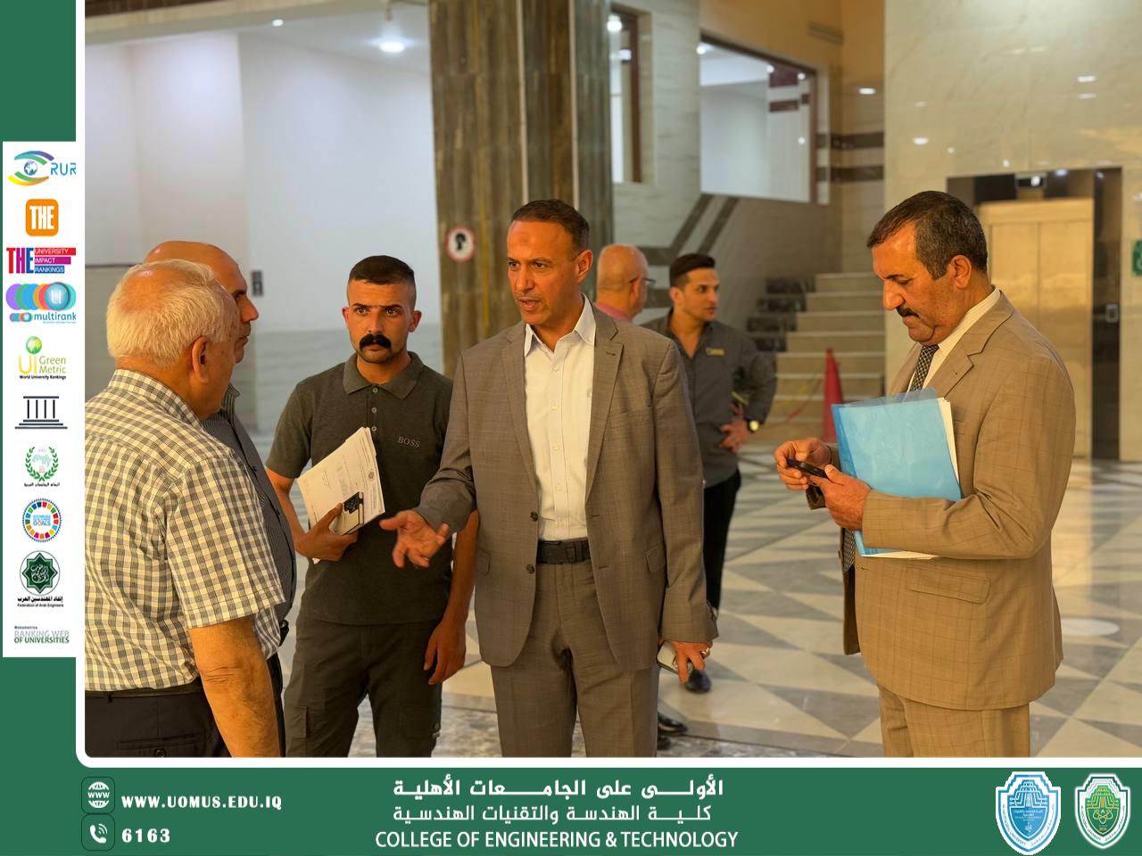 متابعة عميد كلية الهندسة والتقنيات الهندسية للقاعات الامتحانية النهائية برفقة السيد المساعد العلمي لرئيس الجامعة ا