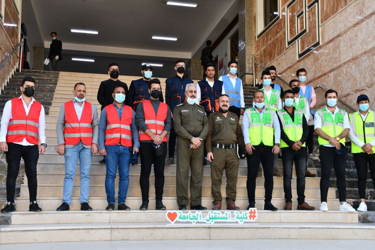 اقامة ورشة عمل في كلية المستقبل الجامعة لتدريب فرق الحماية الذاتية بالتعاون من مديرية الدفاع المدني 