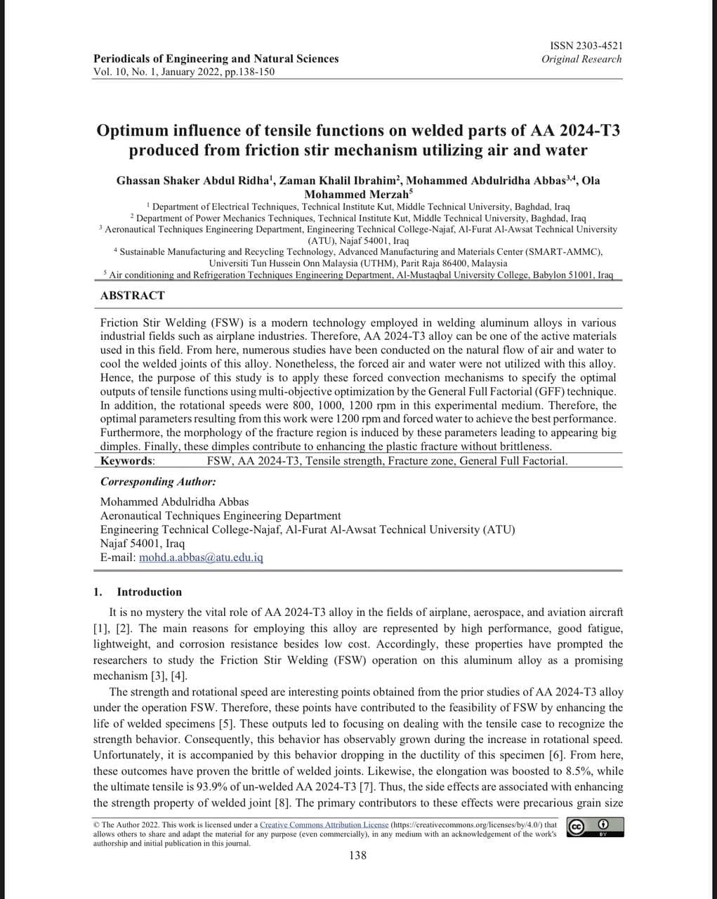 Optimum influence of tensile functions on welded parts of AA 2024-T3 produced from friction stir mechanism utilizing air and water