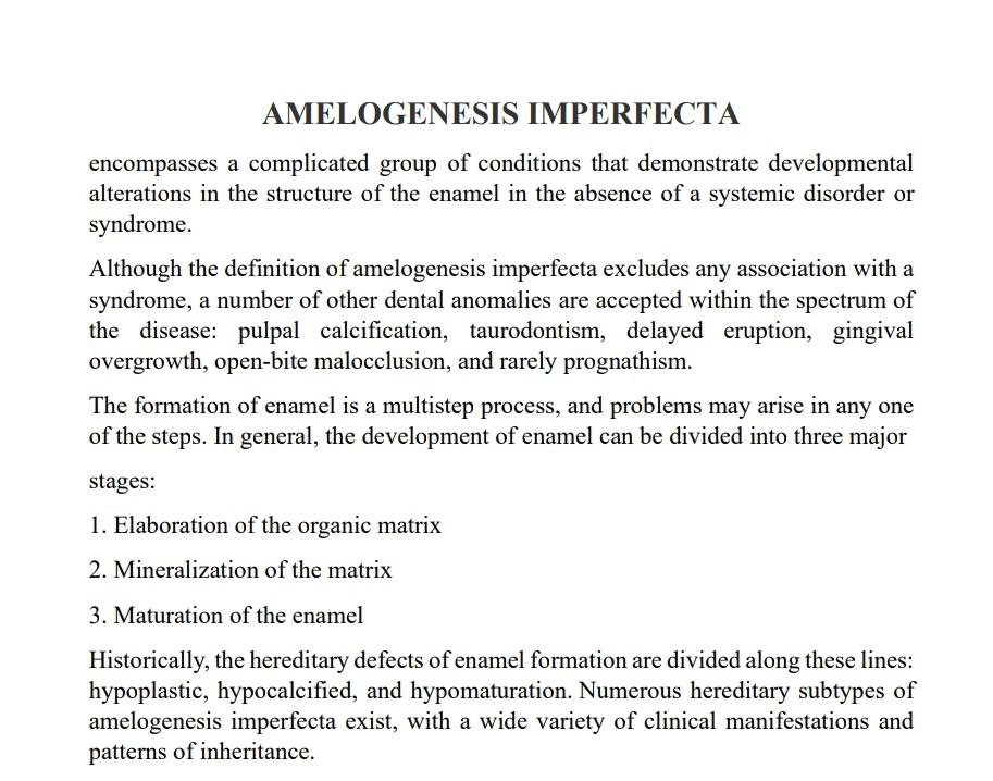 AMELOGENESIS IMPERFECTA