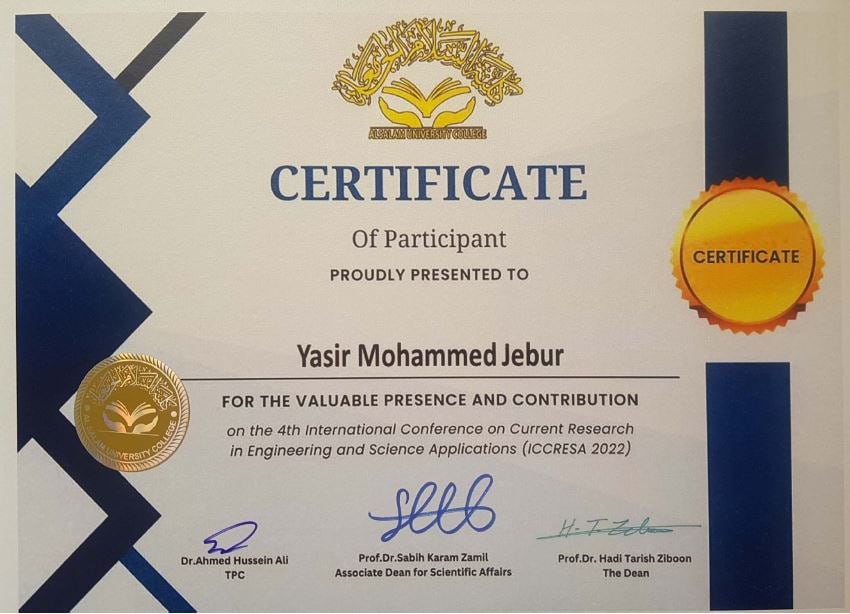 مشاركة قسم هندسة تقنيات البناء والانشاءات في المؤتمر العلمي الدولي الرابع لكلية السلام الجامعة
