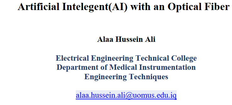 Artificial Intelegent(AI) with an Optical Fiber