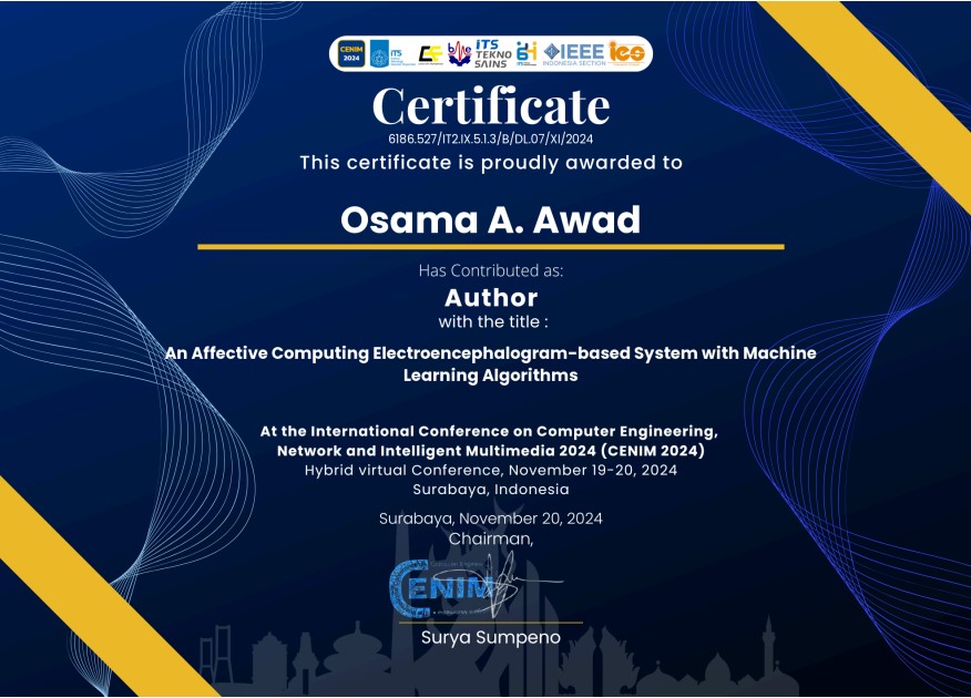 Dr. Osama Ali Awad participates with a scientific research at the CENIM 2024 International Conference.