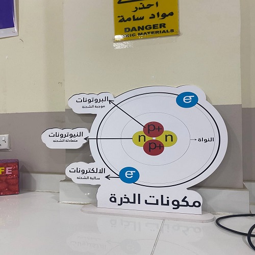 قسم تقنيات التخدير يقوم بتجهيز مختبر الكيمياء بمجسمات كيميائيه توضيحيه