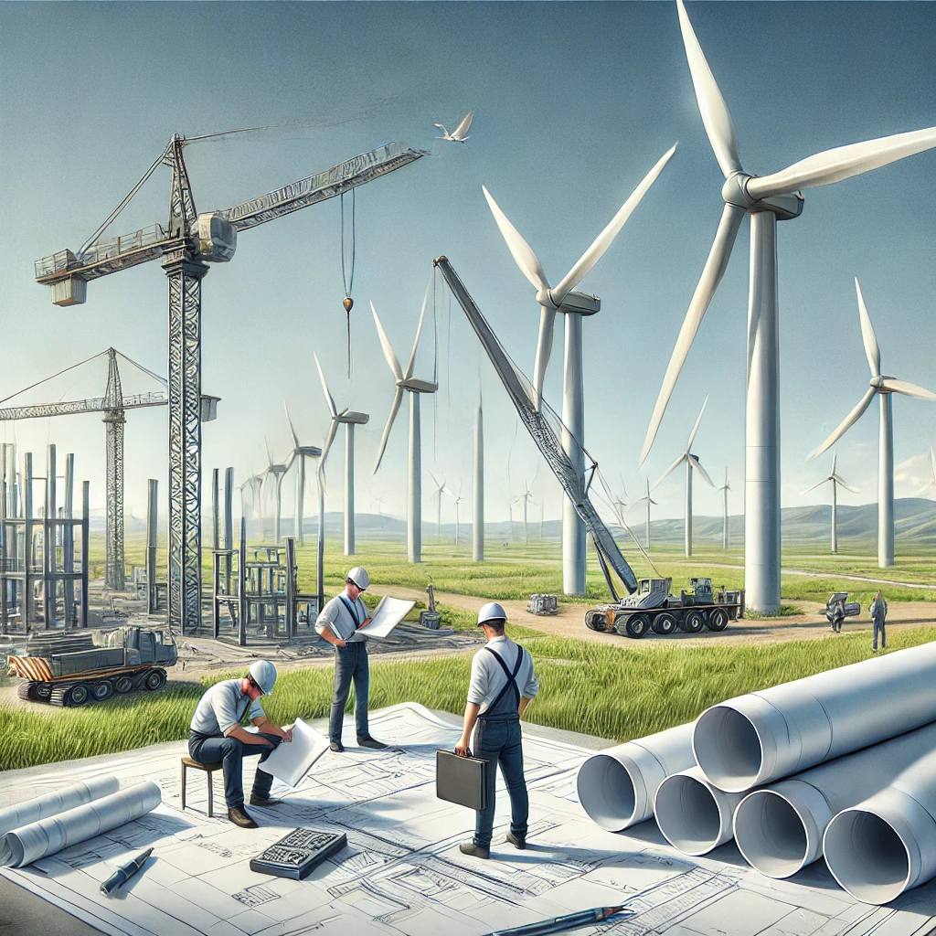 رDesign and construction of wind turbines for electricity generation.