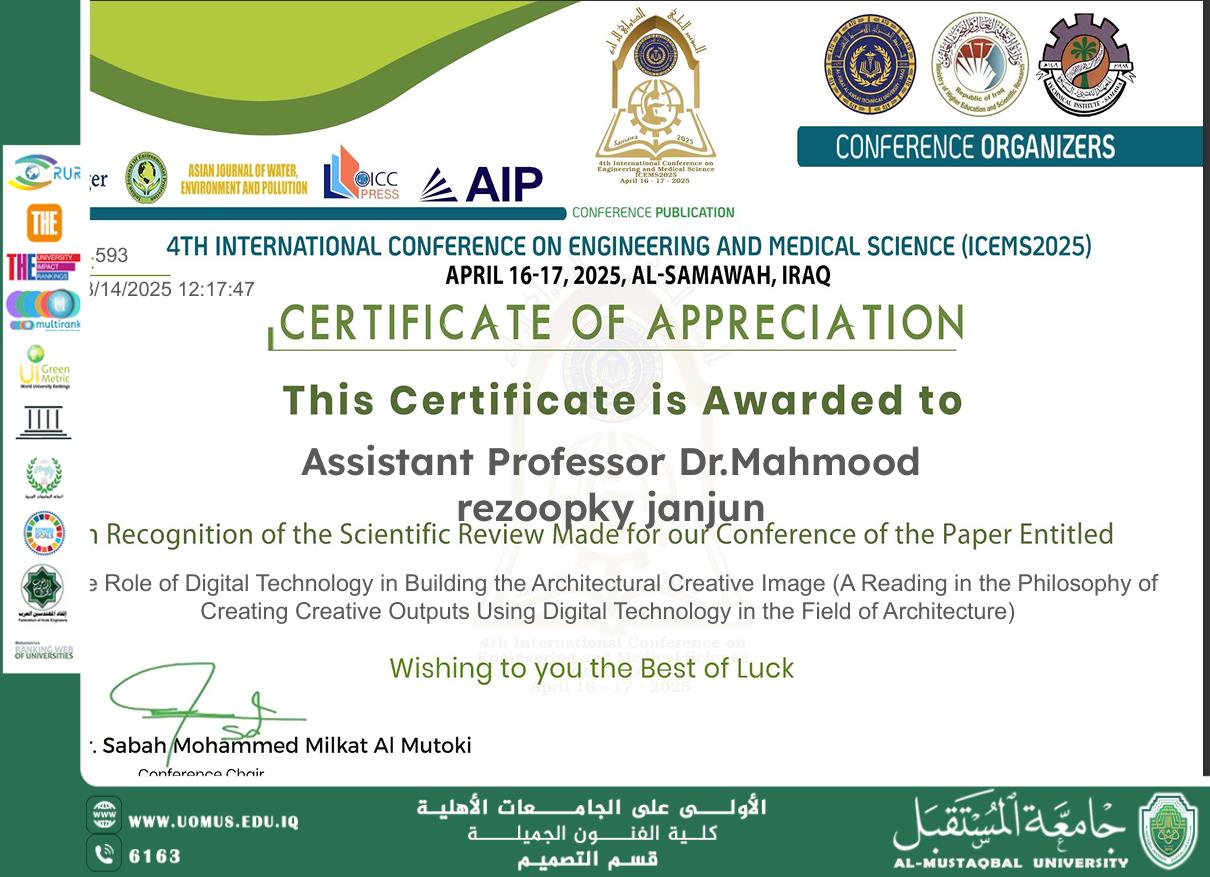 Head of Design Department Receives Recognition for Research on Digital Technology and Architectural Creativity