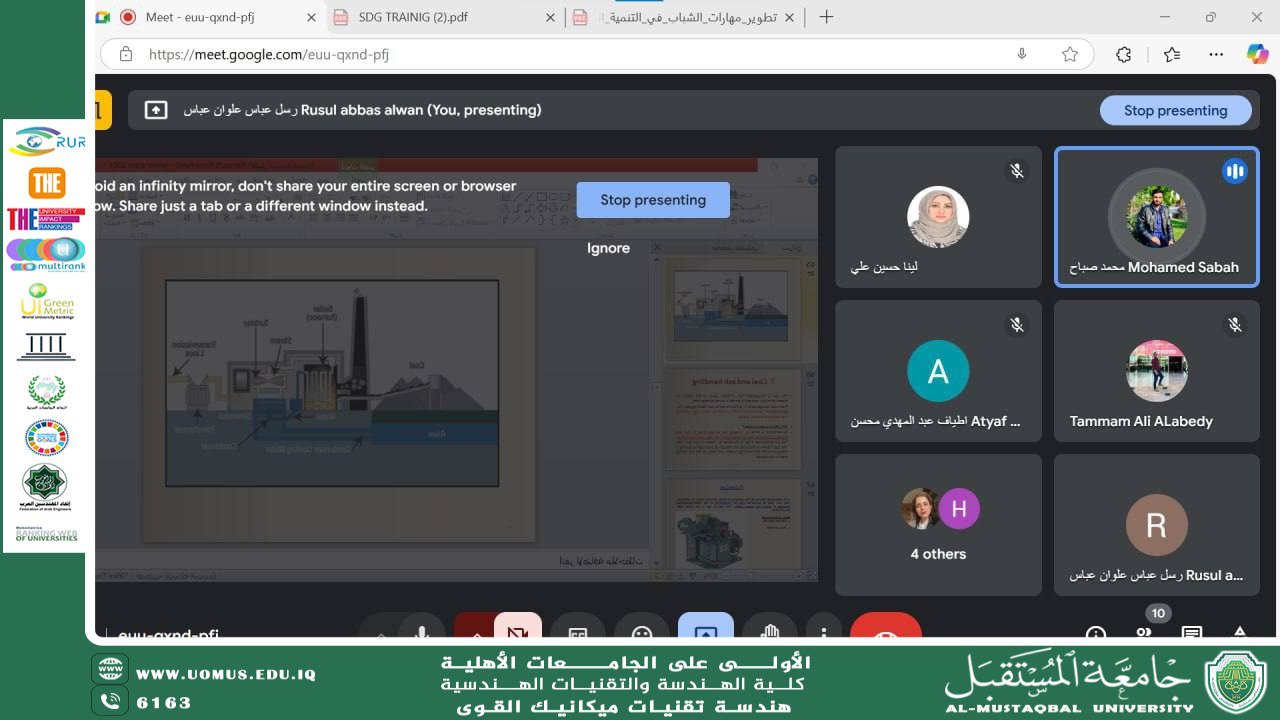 قسم هندسة تقنيات ميكانيك القوى ينظم دورة تدريبية حول دور المهندس في تحقيق التنمية المستدامة..