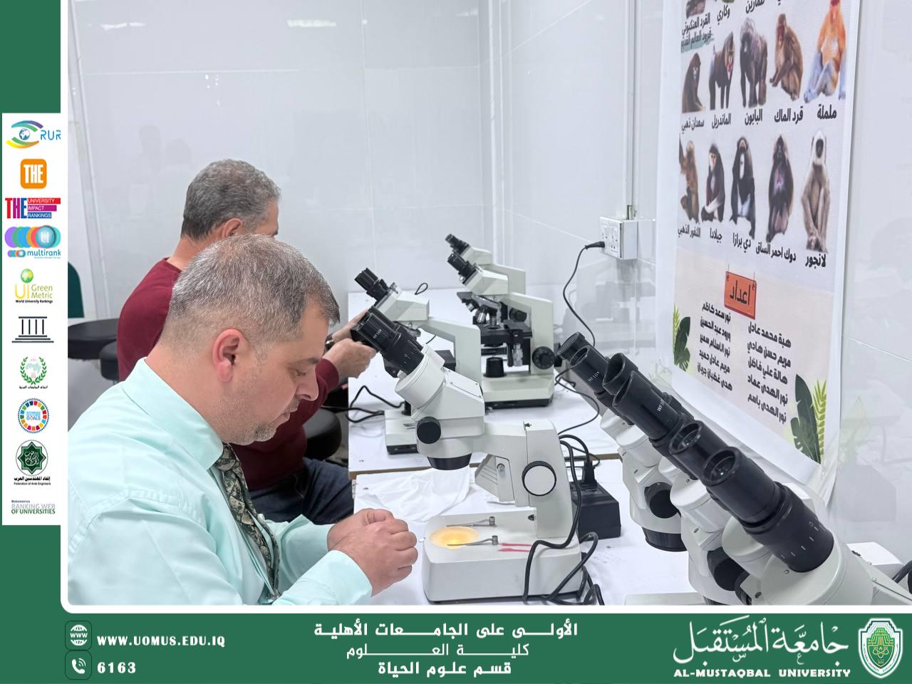 Microscope maintenance in the biology Department laboratories.
