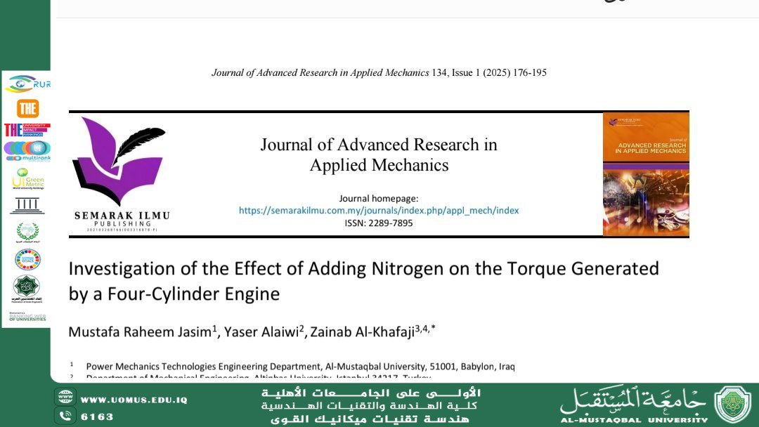 A scientific research has been published in favor of the Department of Power Mechanics Techniques 