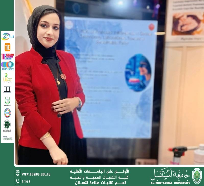 Displaying a poster screen for the teaching assistant of the Department of Dental Techniques at the Future Sustainability Week
