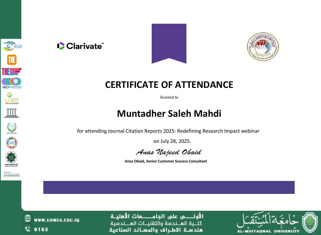 Faculty Member at Al-Mustaqbal University Participates in International Workshop on Journal Rankings