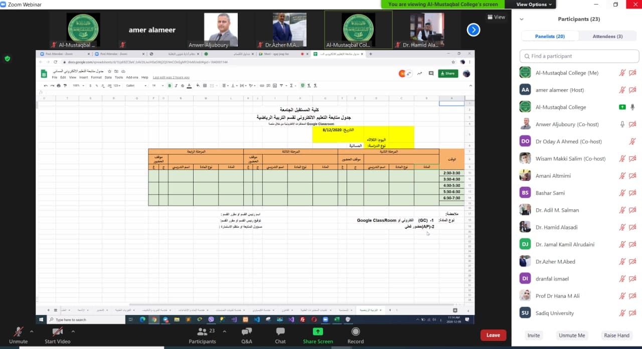 مشاركة كلية المستقبل الجامعة في اجتماع موسع للكليات والجامعات الحكومية مع الفريق الوزاري على برنامج الزوم
