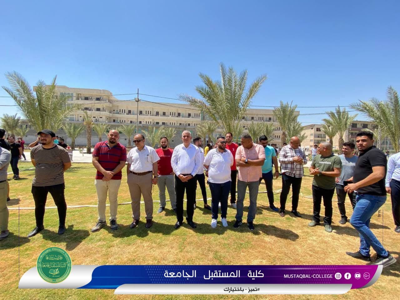 بمناسبة اليوم الدولي لليوغا شعبه الانشطة الطلابية تقيم فعالية رياضية على حدائق كلية المستقبل الجامعة 