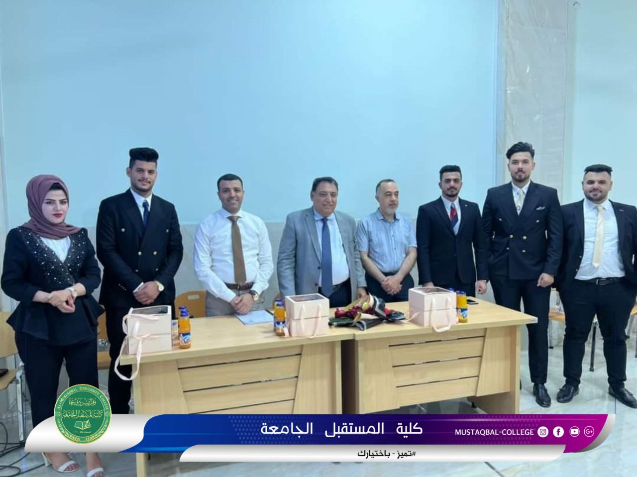 مناقشة بحوث التخرج لطلبة قسم الصيدلة المرحلة الخامسة في كلية المستقبل الجامعة  