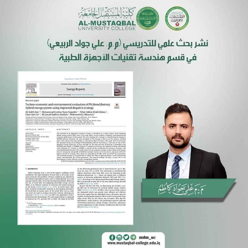 An Academic at Al-Mustaqbal University College Publishes a Scientific Research