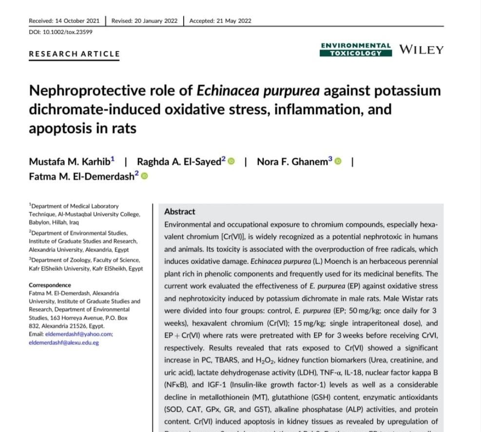 A Research Paper has been Published in The American Journal "ENVIRONMENTAL TOXICOLOGY"