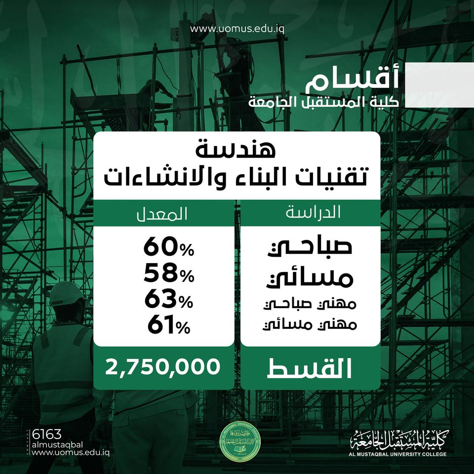 الاقسام الهندسية في كلية المستقبل الجامعة ... 