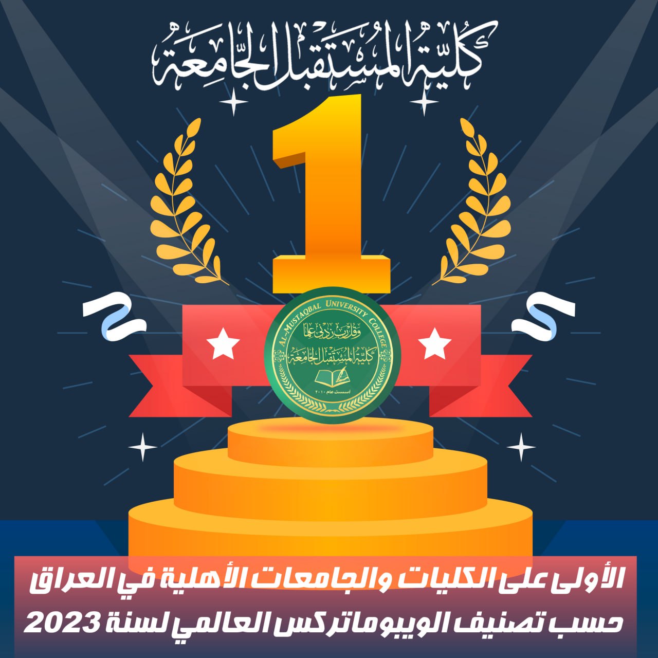 اعلان نتائج  تصنيف الويب ماتريكس  الاسباني العالمي  وحصول كلية المستقبل الجامعة المركز  الأولى عراقيا 